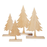 Zodax Natural Ash Wood Silhouette Christmas Tree on Base, 10"