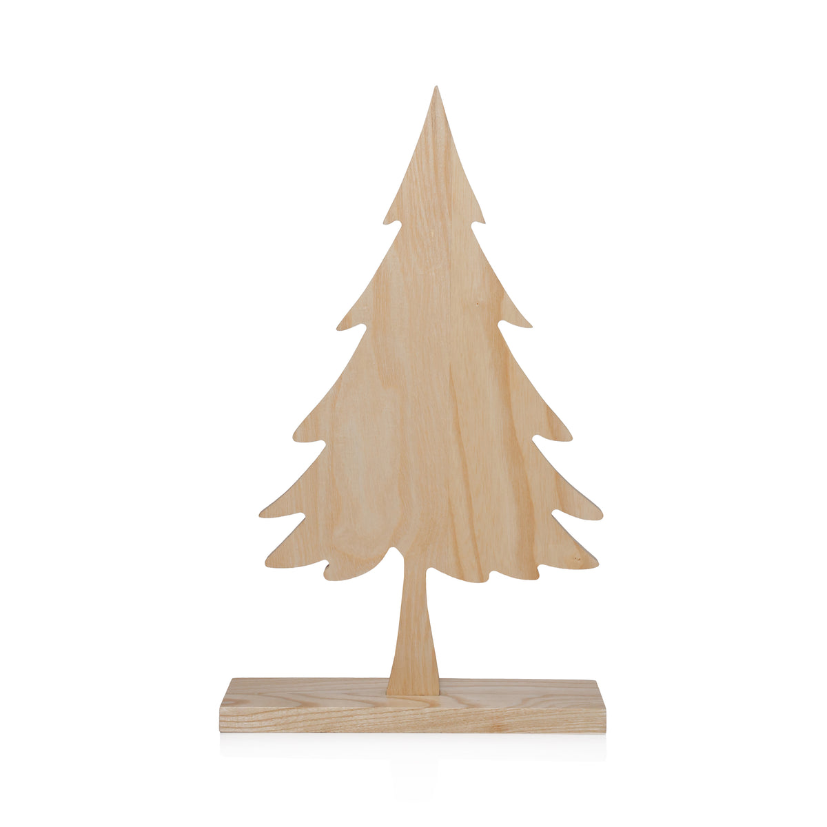Zodax Natural Ash Wood Silhouette Christmas Tree on Base, 16"