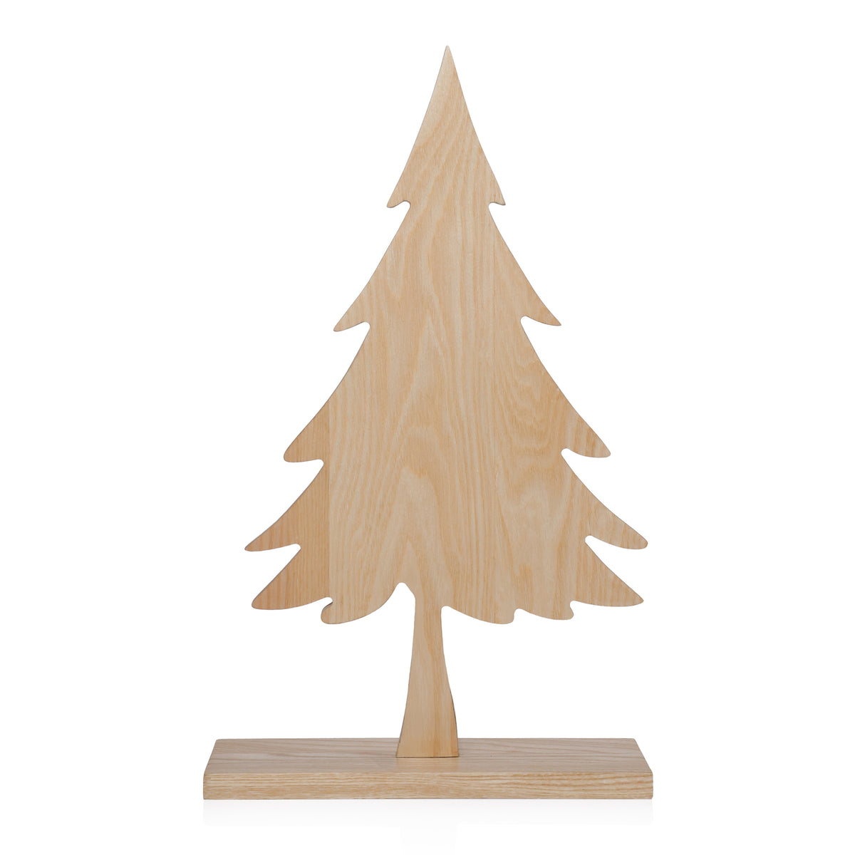 Zodax Natural Ash Wood Silhouette Christmas Tree on Base, 18"