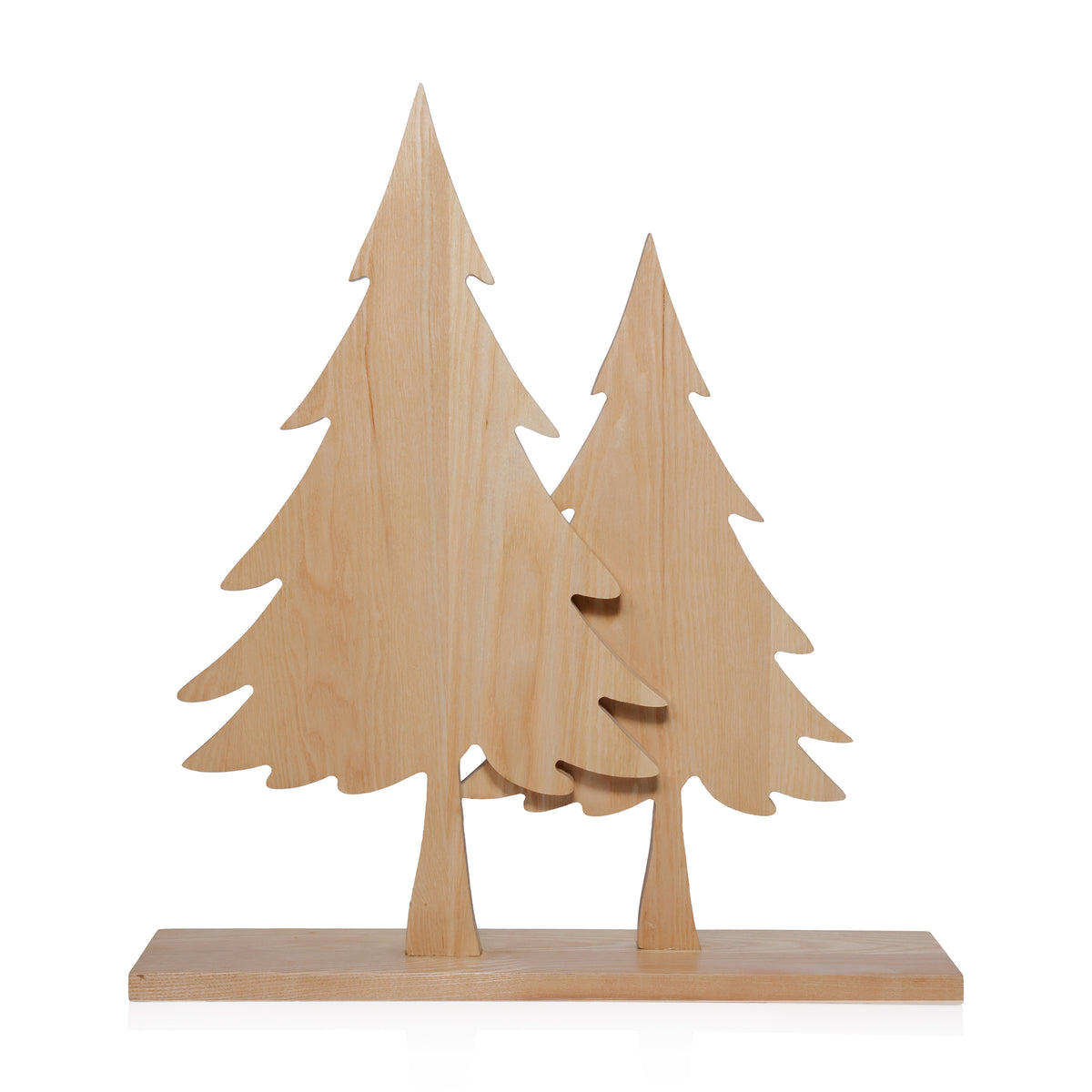 Zodax Natural Ash Wood Silhouette Double Christmas Trees on Base