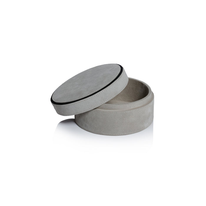 Zodax Arden Suede Leather Decorative Box, Round, Small