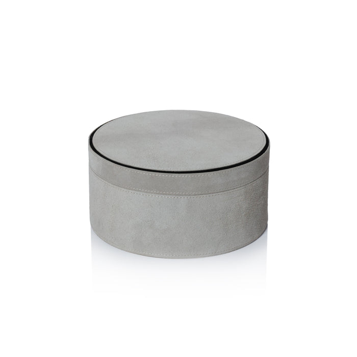 Zodax Arden Suede Leather Decorative Box, Round, Large