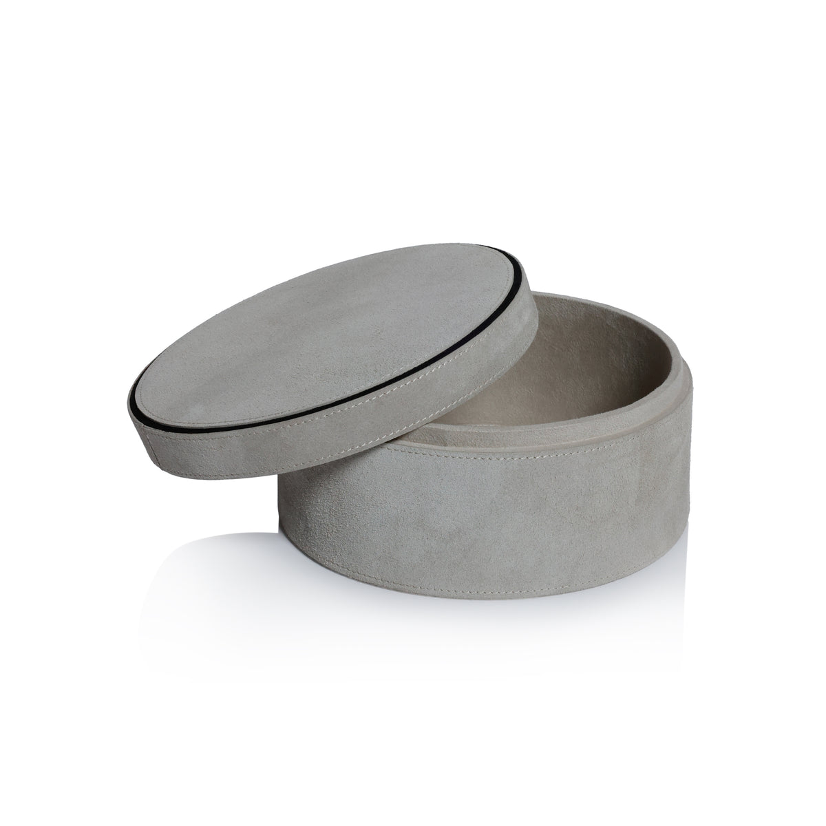 Zodax Arden Suede Leather Decorative Box, Round, Large