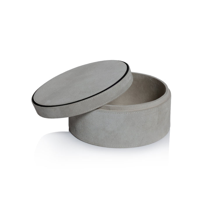 Zodax Arden Suede Leather Decorative Box, Round, Large