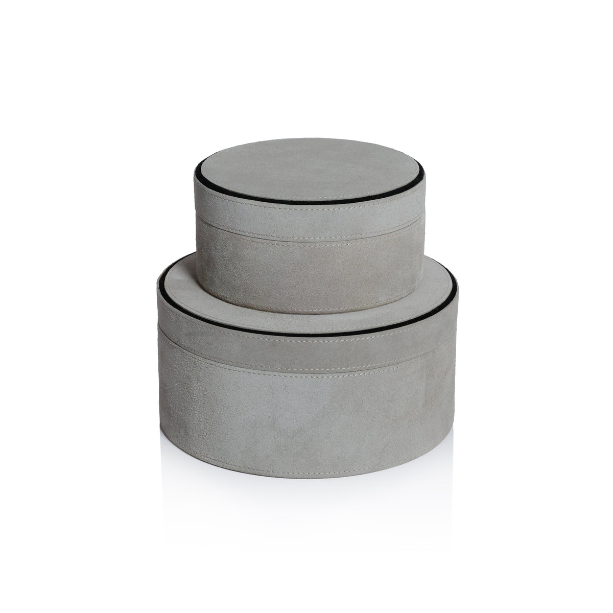 Zodax Arden Suede Leather Decorative Box, Round, Large