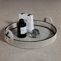 Zodax Arden Suede Leather Round Serving Tray