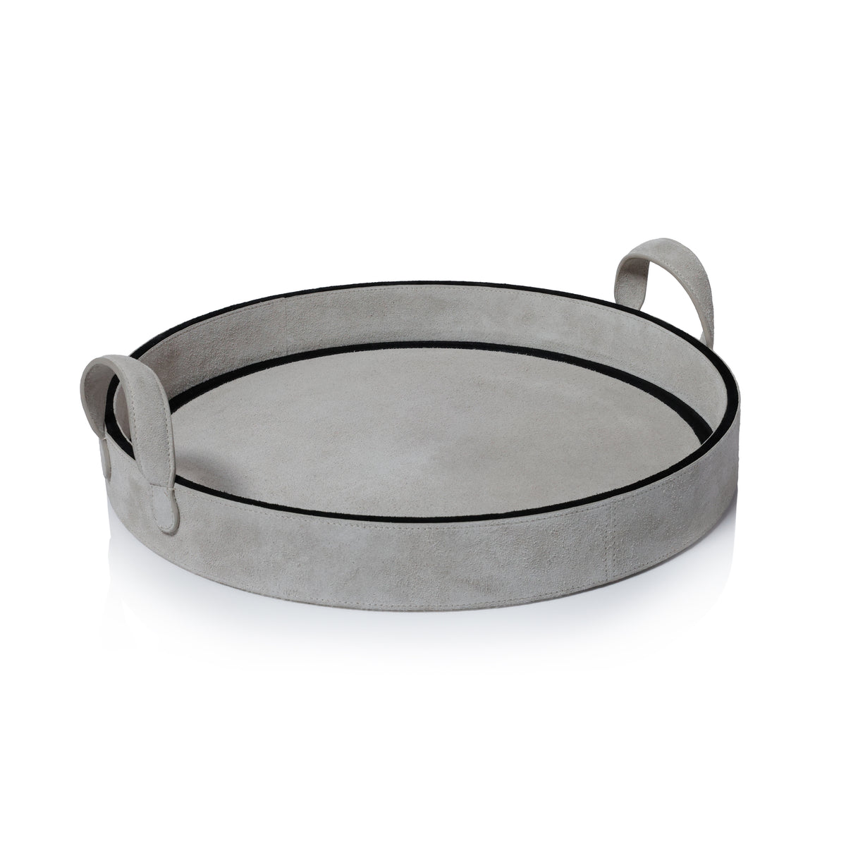 Zodax Arden Suede Leather Round Serving Tray