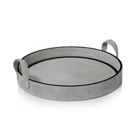 Zodax Arden Suede Leather Round Serving Tray