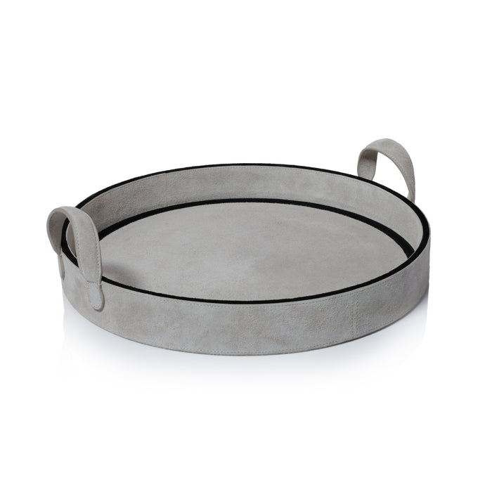 Zodax Arden Suede Leather Round Serving Tray