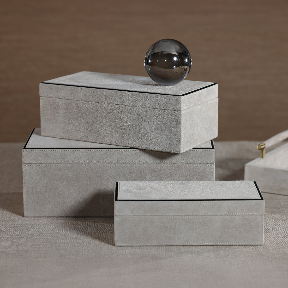 Zodax Arden Suede Leather Decorative Box, Rectangle, Medium