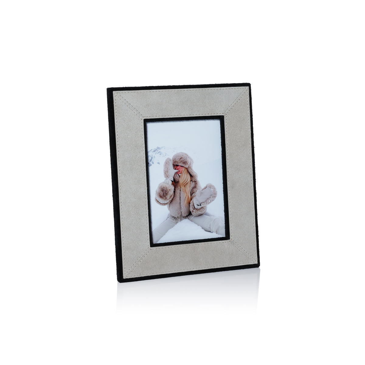 Zodax Arden Suede Leather Tabletop Photo Frame, 4" x 6"