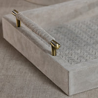 Zodax Arden Woven Suede Leather Tray with Brass Handles
