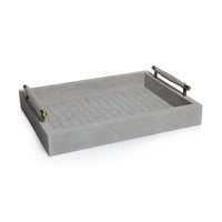 Zodax Arden Woven Suede Leather Tray with Brass Handles