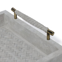 Zodax Arden Woven Suede Leather Tray with Brass Handles