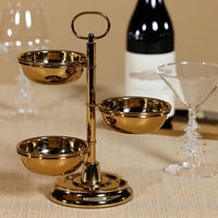 Zodax Polished Metal 3-Tier Appetizer and Condiment Server, Gold