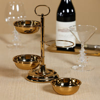 Zodax Polished Metal 3-Tier Appetizer and Condiment Server, Gold