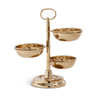 Zodax Polished Metal 3-Tier Appetizer and Condiment Server, Gold