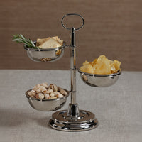 Zodax Polished Metal 3-Tier Appetizer and Condiment Server, Nickel