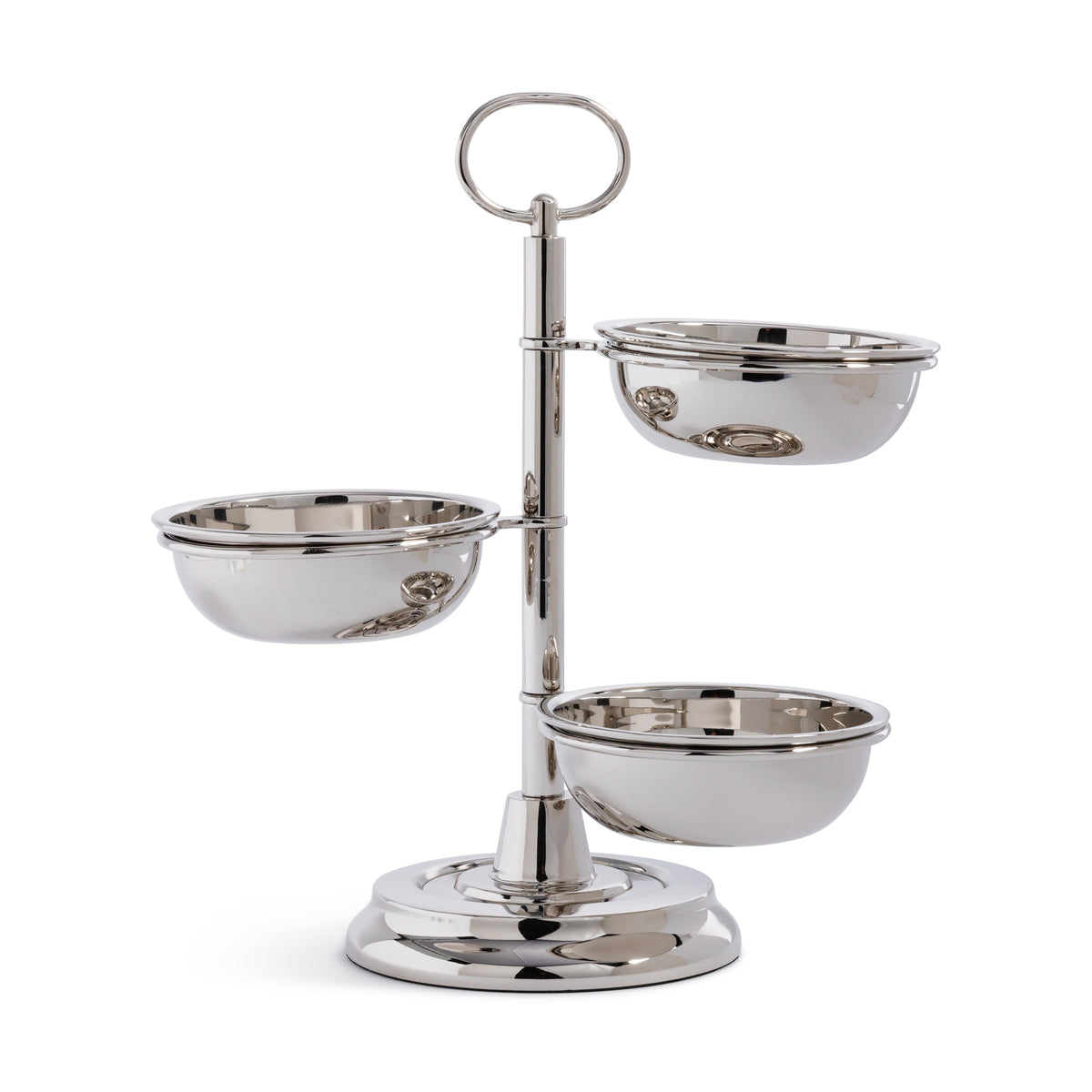 Zodax Polished Metal 3-Tier Appetizer and Condiment Server, Nickel