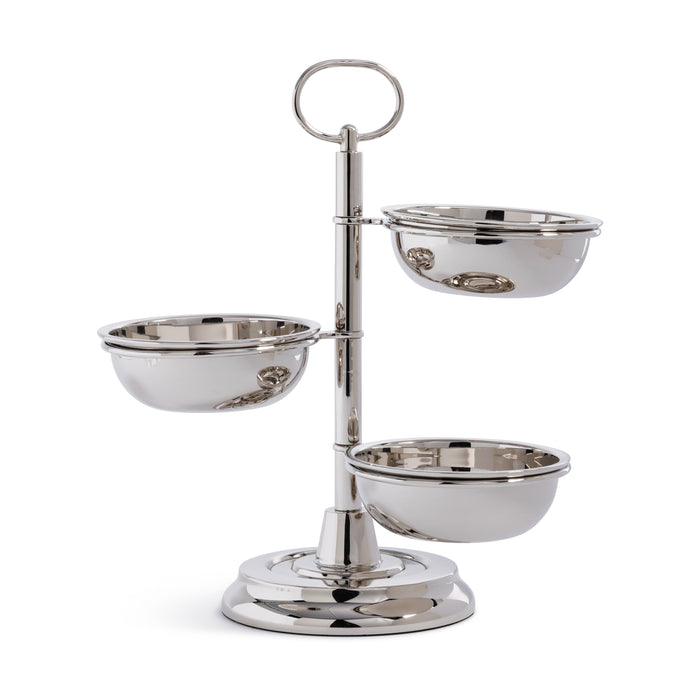 Zodax Polished Metal 3-Tier Appetizer and Condiment Server, Nickel
