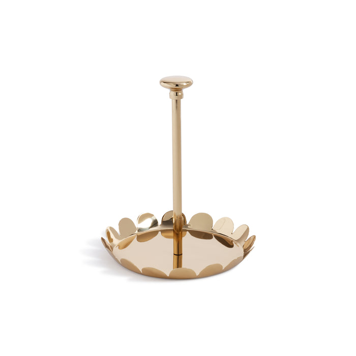 Zodax Lucente Polished Scalloped Metal Display & Serving Tray, Single Tier, Gold