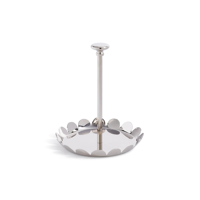 Zodax Lucente Polished Scalloped Metal Display & Serving Tray, Single Tier, Nickel