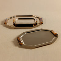 Zodax Polished Octagon Metal Serving Trays with Horn Handles, Gold, Medium