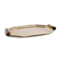 Zodax Polished Octagon Metal Serving Trays with Horn Handles, Gold, Medium