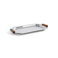 Zodax Polished Octagon Metal Serving Trays with Horn Handles, Nickel, Small