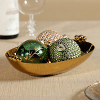 Zodax Lucente Polished Oval Metal Serving Bowls, Gold