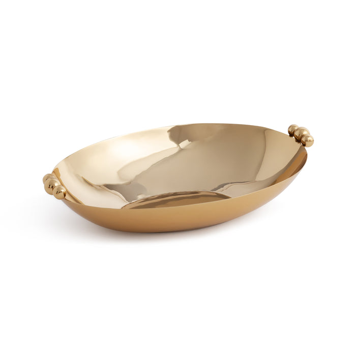 Zodax Lucente Polished Oval Metal Serving Bowls, Gold