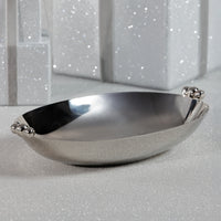Zodax Lucente Polished Oval Metal Serving Bowls, Nickel