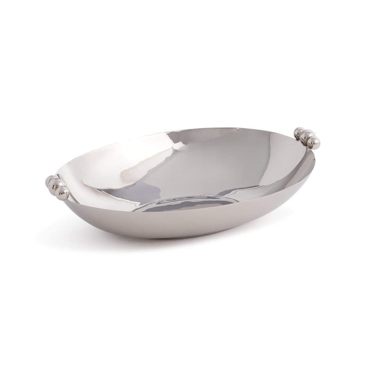 Zodax Lucente Polished Oval Metal Serving Bowls, Nickel