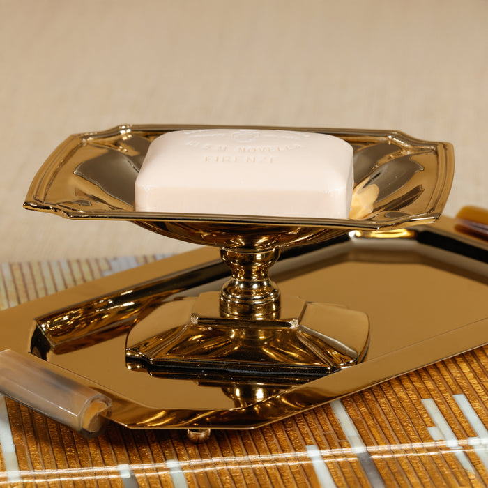 Zodax Lucente Polished Stainless Steel Footed Serving Dish, Gold