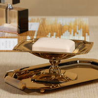 Zodax Lucente Polished Stainless Steel Footed Serving Dish, Gold
