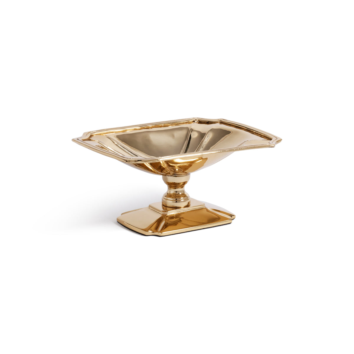 Zodax Lucente Polished Stainless Steel Footed Serving Dish, Gold