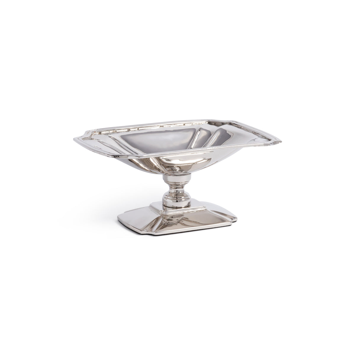 Zodax Lucente Polished Stainless Steel Footed Serving Dish, Nickel