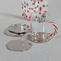 Zodax Lina Polished Metal 4.25" Beverage Coasters, Set of 4, Nickel