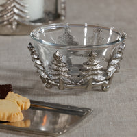 Zodax Forêt d’Hiver Glass & Metal Bowl, Decorative & Serving, Nickel