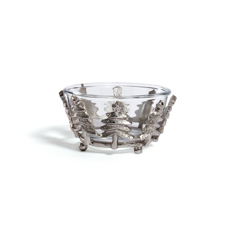 Zodax Forêt d’Hiver Glass & Metal Bowl, Decorative & Serving, Nickel