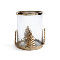 Zodax Forêt d’Hiver Glass and Metal Hurricane, Gold