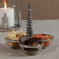 Zodax Forêt d’Hiver Silver Glass and Metal Trio Condiment Set, Nickel
