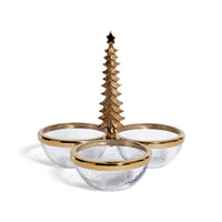 Zodax Forêt d’Hiver Silver Glass and Metal Trio Condiment Set, Gold
