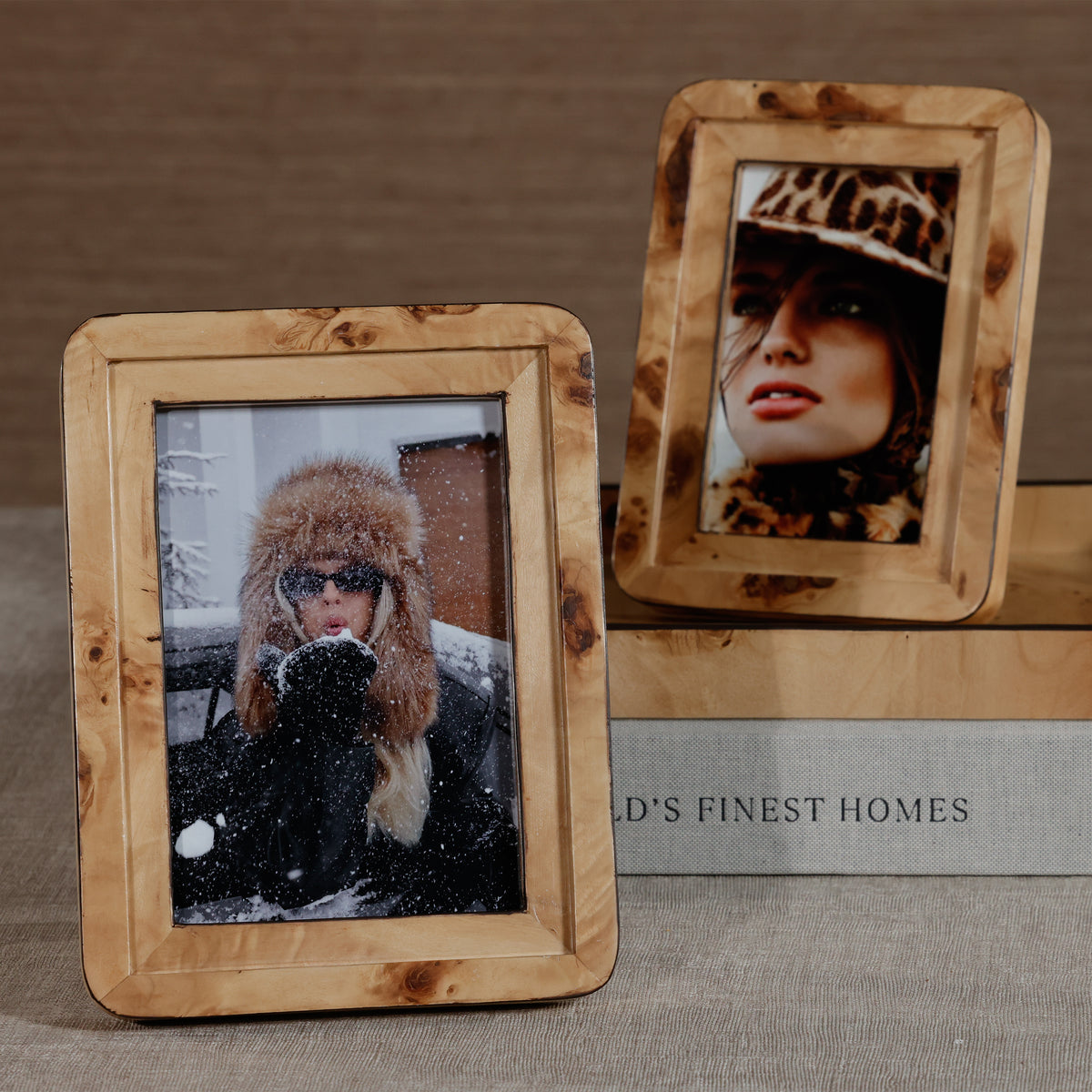 Zodax Valberg Burl Veneer Tabletop Photo Frame, 5" x 7"