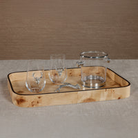 Zodax Valberg Burl Veneer Rectangular Rounded Serving Tray