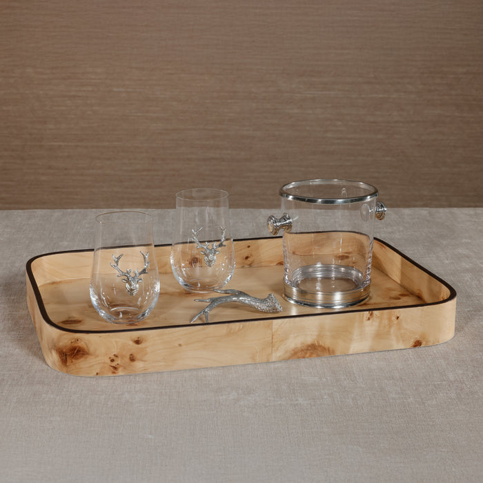 Zodax Valberg Burl Veneer Rectangular Rounded Serving Tray
