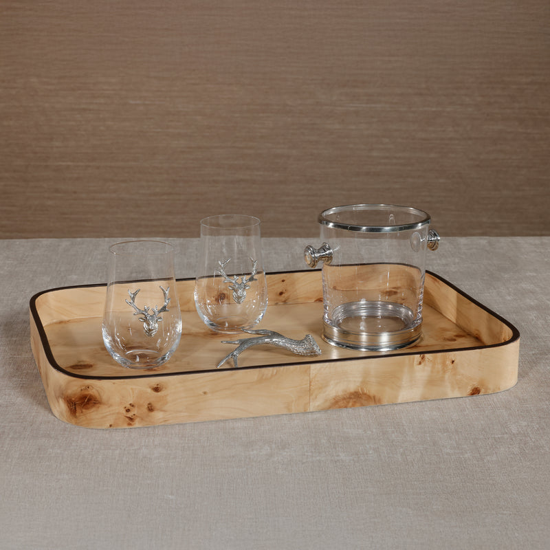 Zodax Valberg Burl Veneer Rectangular Rounded Serving Tray