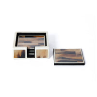 Zodax Maison Helvète Horn & Bone Coasters with Holder, Set of 4