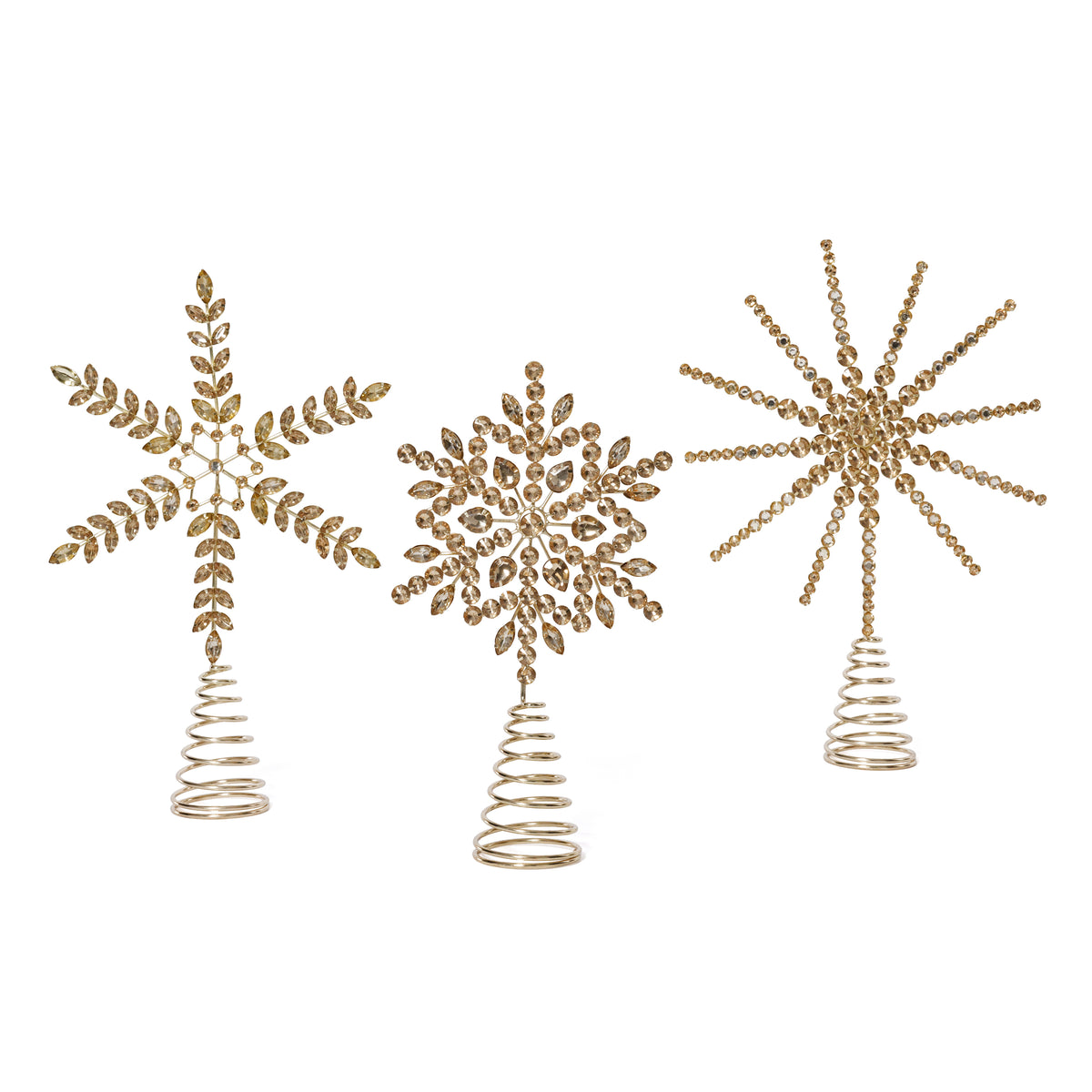 Zodax Jeweled Christmas Tree Topper, 6 Pieces (2 Sets of 3 Assorted)