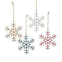 Zodax Holiday Snowflake Ornaments with Rhinestones, 12 Hanging Pieces (3 Sets of 4)